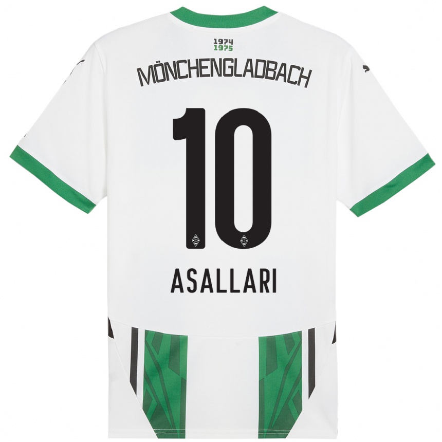 Niño Fútbol Camiseta Kushtrim Asallari #10 Blanco Verde 1ª Equipación 2024/25 Perú