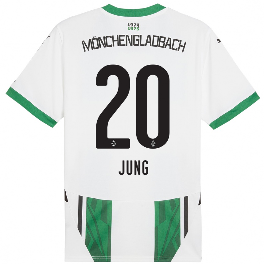 Niño Fútbol Camiseta In-Gyom Jung #20 Blanco Verde 1ª Equipación 2024/25 Perú