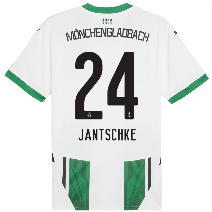 Niño Fútbol Camiseta Tony Jantschke #24 Blanco Verde 1ª Equipación 2024/25 Perú