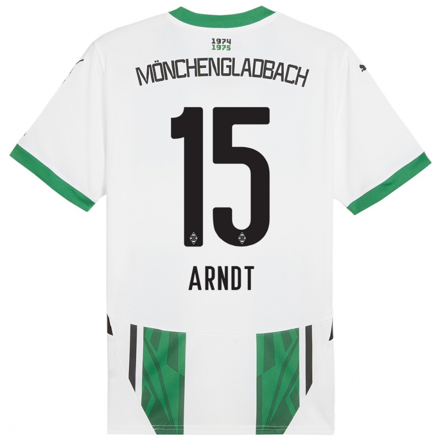 Niño Fútbol Camiseta Leo Arndt #15 Blanco Verde 1ª Equipación 2024/25 Perú