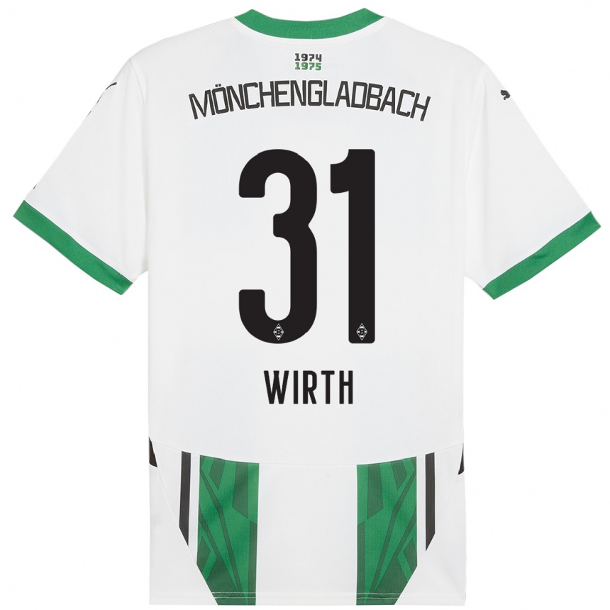 Niño Fútbol Camiseta Linus Wirth #31 Blanco Verde 1ª Equipación 2024/25 Perú