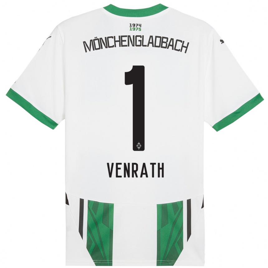 Niño Fútbol Camiseta Lisa Venrath #1 Blanco Verde 1ª Equipación 2024/25 Perú