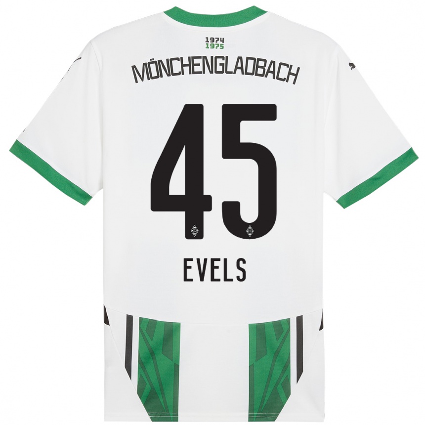 Niño Fútbol Camiseta Emily Evels #45 Blanco Verde 1ª Equipación 2024/25 Perú