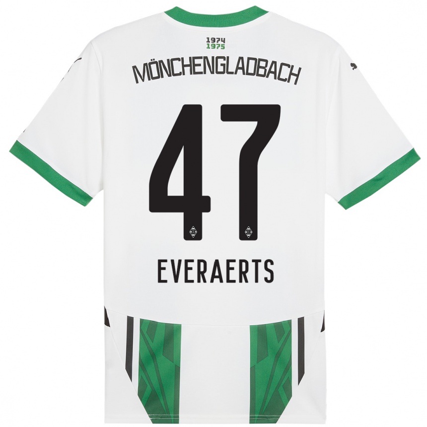 Niño Fútbol Camiseta Kim Everaerts #47 Blanco Verde 1ª Equipación 2024/25 Perú