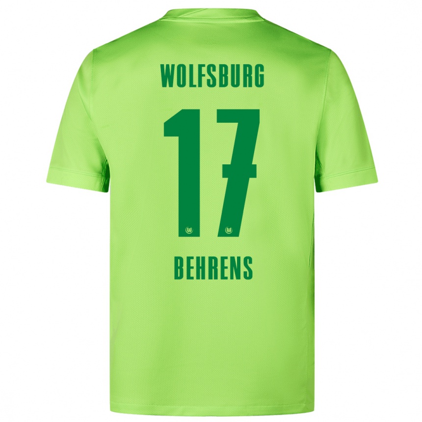 Niño Fútbol Camiseta Kevin Behrens #17 Verde Fluorescente 1ª Equipación 2024/25 Perú