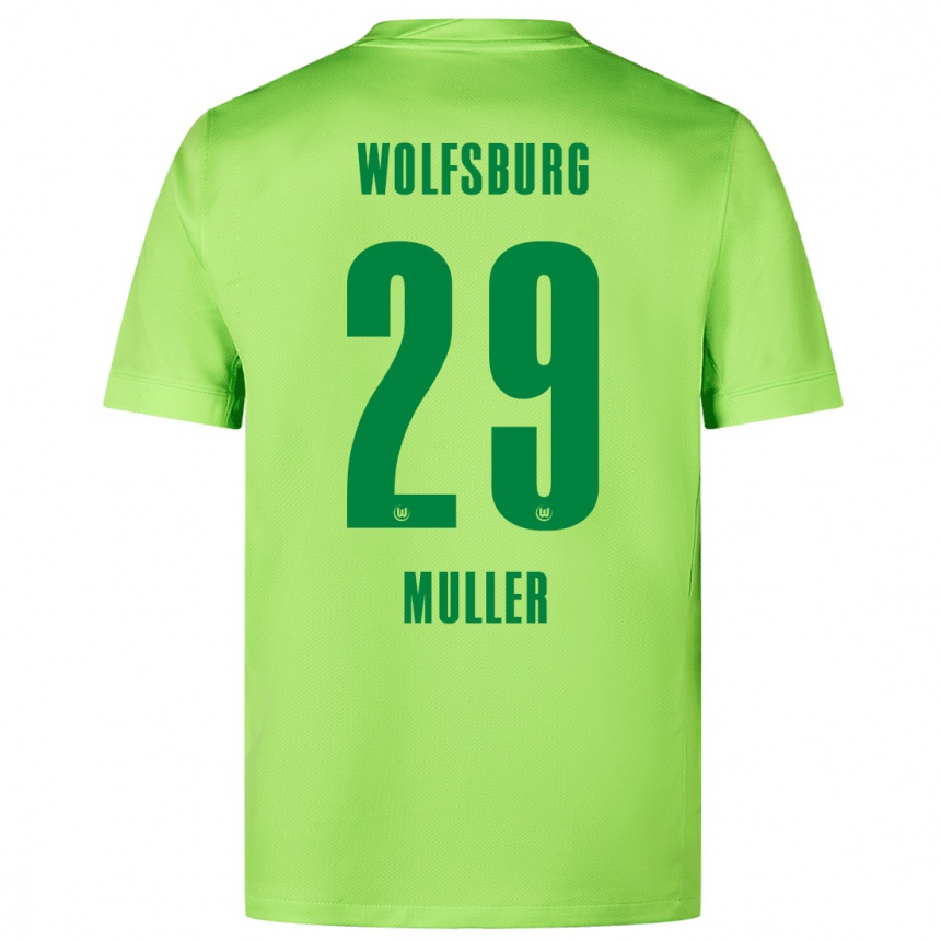 Niño Fútbol Camiseta Marius Müller #29 Verde Fluorescente 1ª Equipación 2024/25 Perú