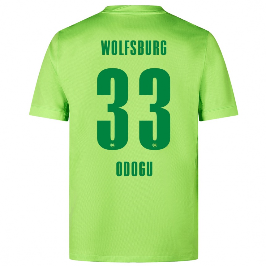 Niño Fútbol Camiseta David Odogu #33 Verde Fluorescente 1ª Equipación 2024/25 Perú