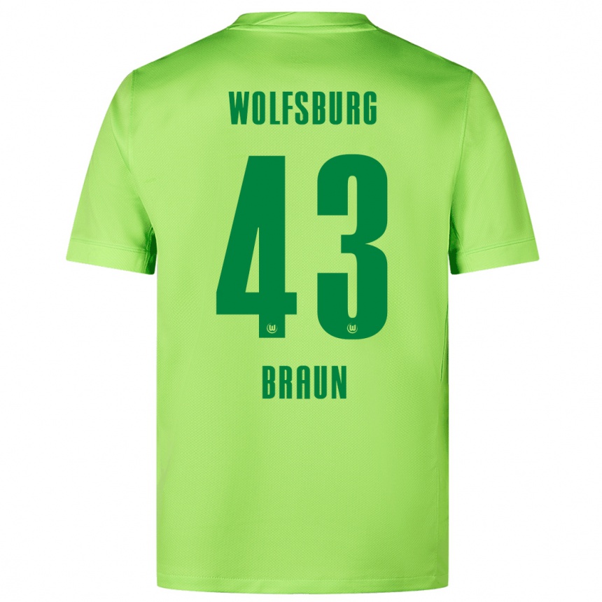 Niño Fútbol Camiseta Manuel Braun #43 Verde Fluorescente 1ª Equipación 2024/25 Perú