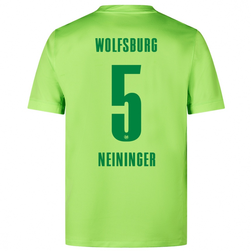 Niño Fútbol Camiseta Tim Neininger #5 Verde Fluorescente 1ª Equipación 2024/25 Perú