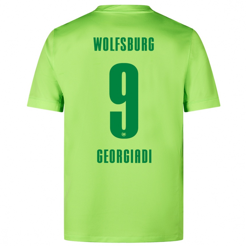 Niño Fútbol Camiseta Alexander Georgiadi #9 Verde Fluorescente 1ª Equipación 2024/25 Perú