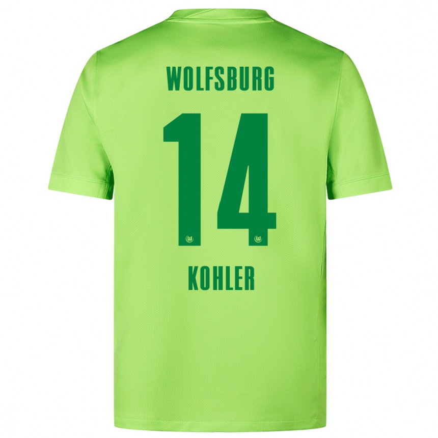 Niño Fútbol Camiseta Leonard Köhler #14 Verde Fluorescente 1ª Equipación 2024/25 Perú