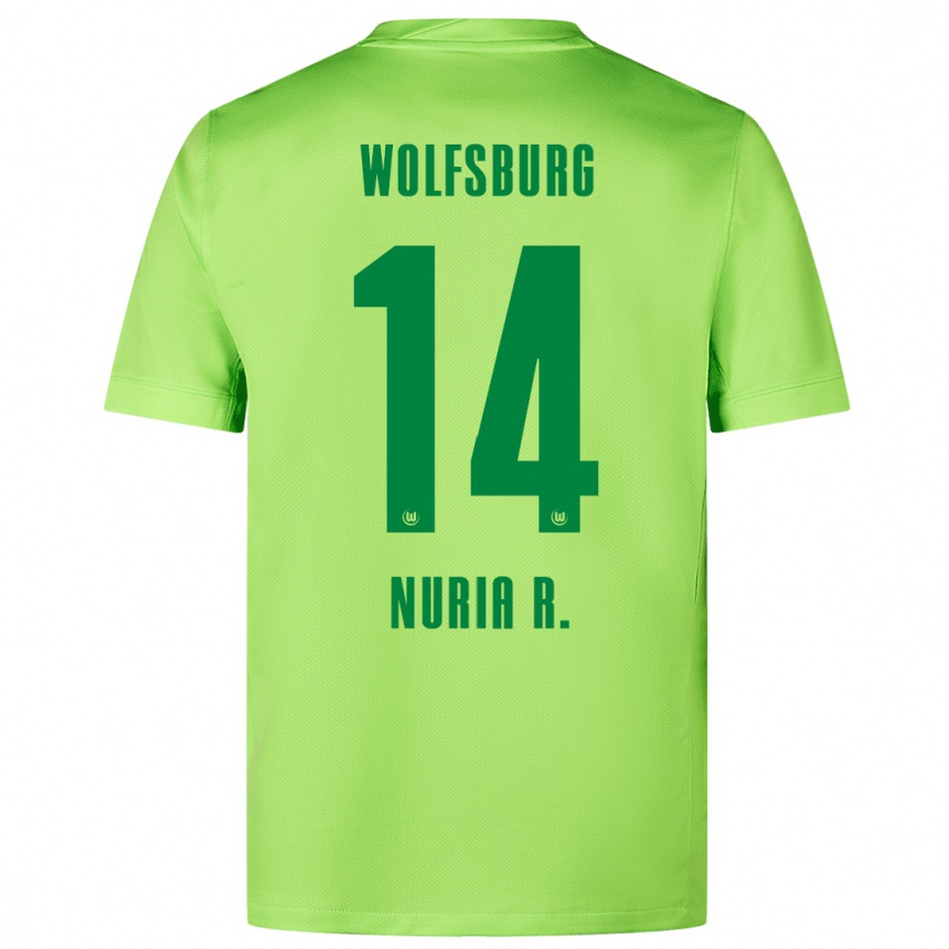 Niño Fútbol Camiseta Nuria Rabano #14 Verde Fluorescente 1ª Equipación 2024/25 Perú