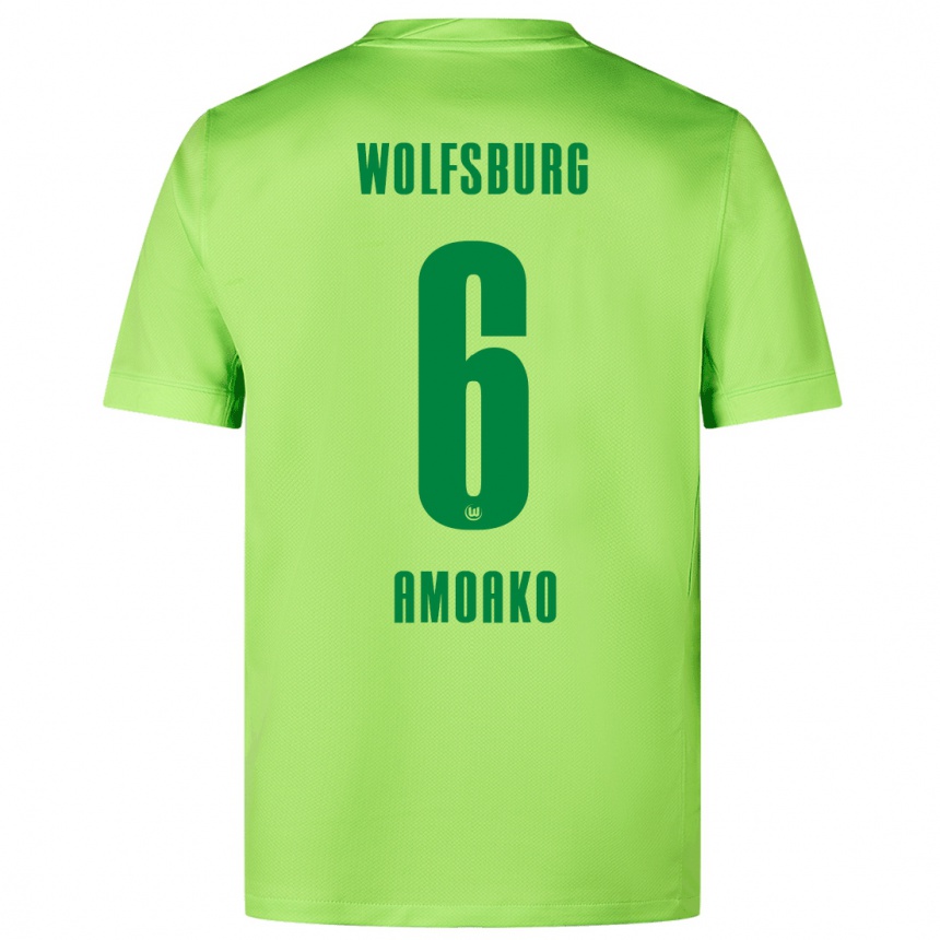 Niño Fútbol Camiseta Kofi Jeremy Amoako #6 Verde Fluorescente 1ª Equipación 2024/25 Perú