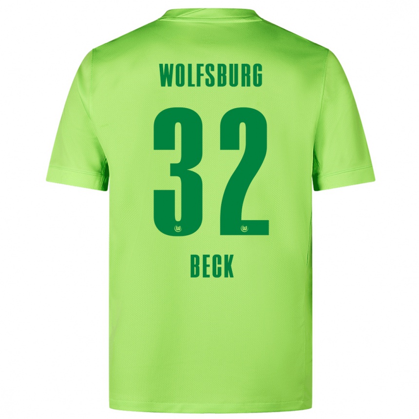 Niño Fútbol Camiseta Kiara Beck #32 Verde Fluorescente 1ª Equipación 2024/25 Perú