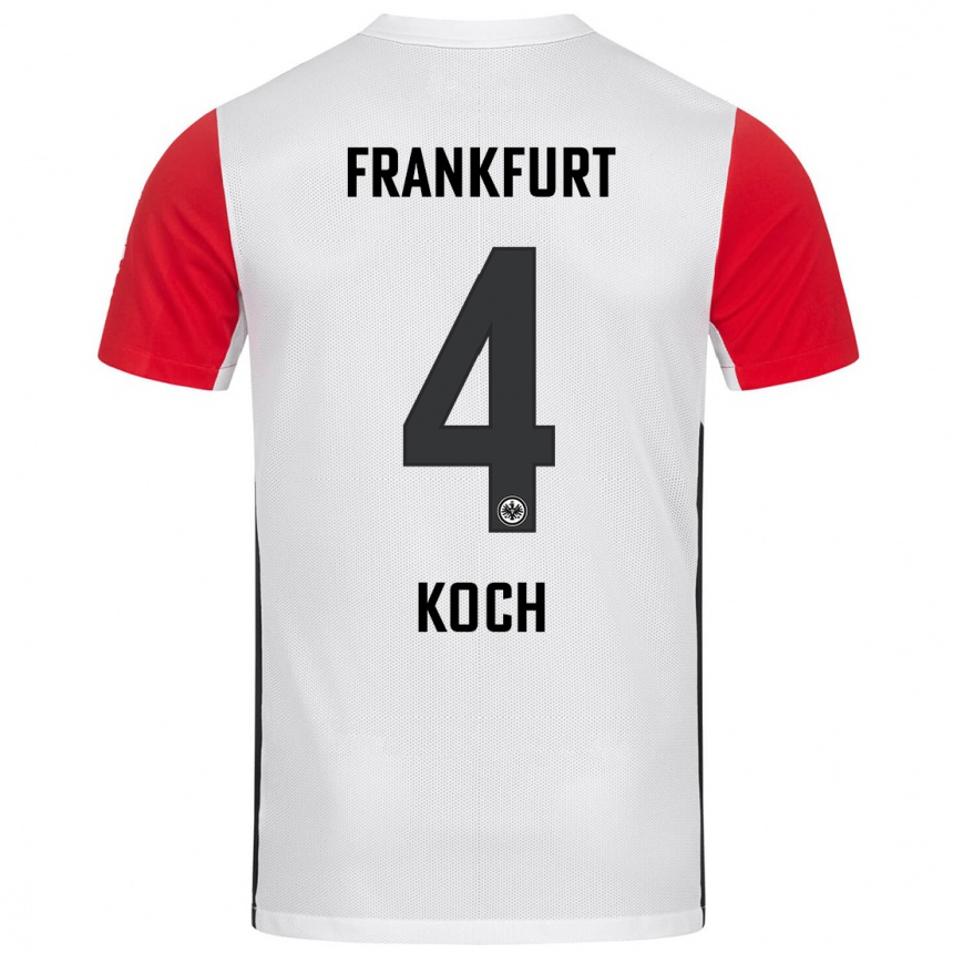 Niño Fútbol Camiseta Robin Koch #4 Blanco Rojo 1ª Equipación 2024/25 Perú