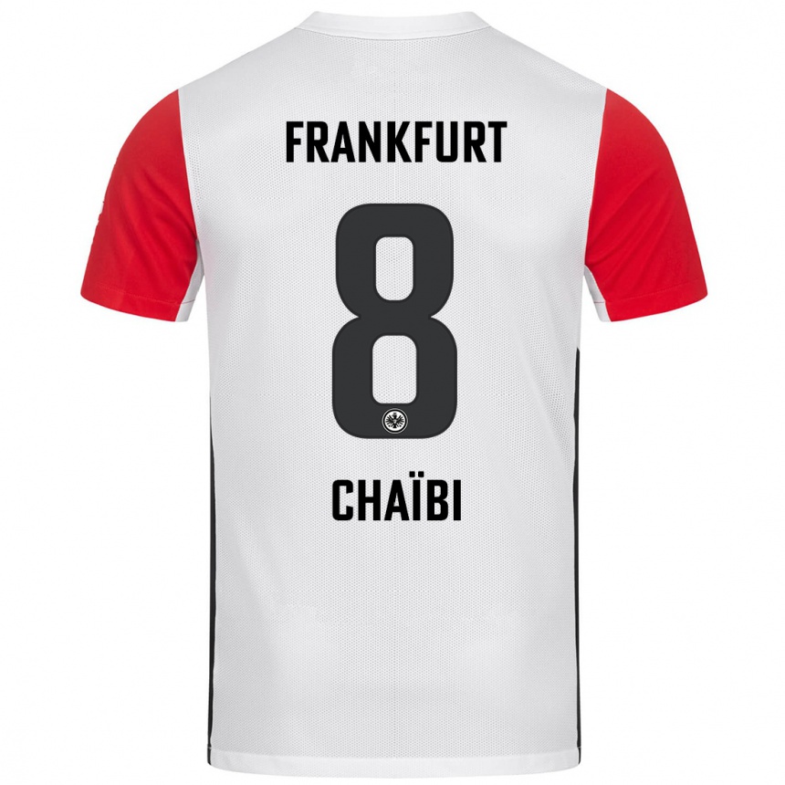 Niño Fútbol Camiseta Farès Chaïbi #8 Blanco Rojo 1ª Equipación 2024/25 Perú