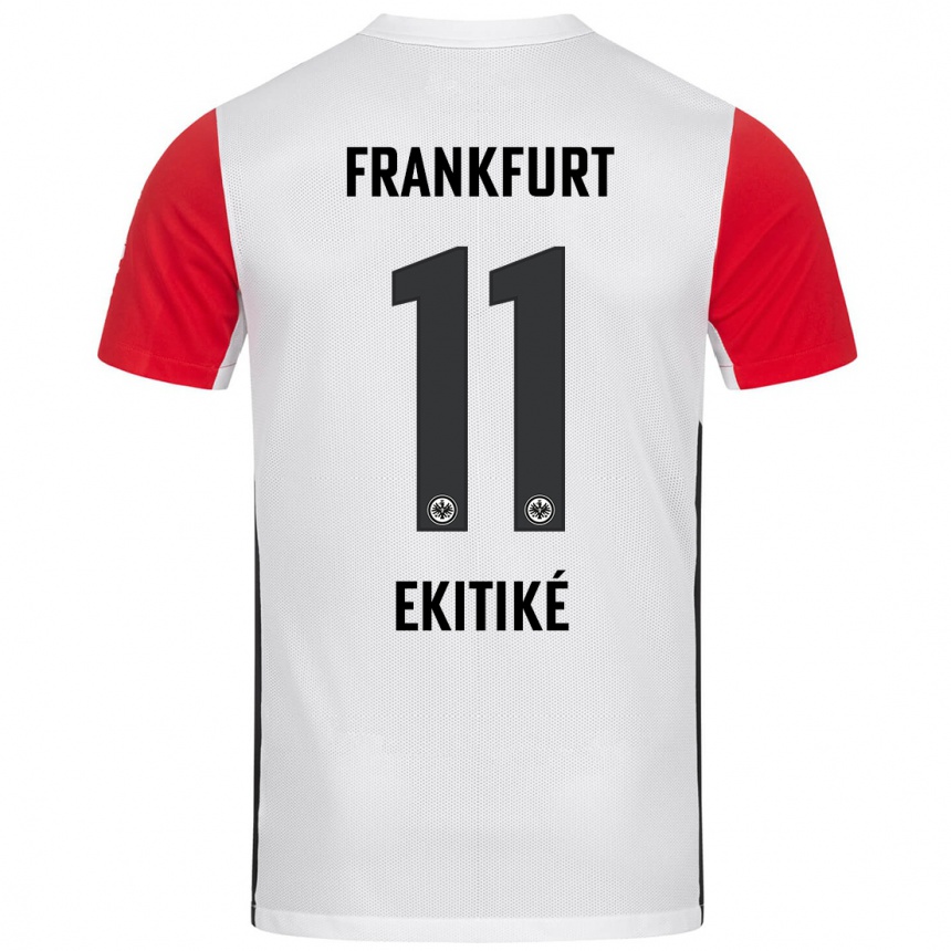 Niño Fútbol Camiseta Hugo Ekitike #11 Blanco Rojo 1ª Equipación 2024/25 Perú