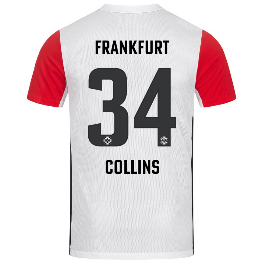 Niño Fútbol Camiseta Nnamdi Collins #34 Blanco Rojo 1ª Equipación 2024/25 Perú