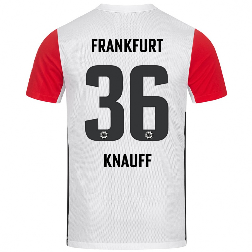 Niño Fútbol Camiseta Ansgar Knauff #36 Blanco Rojo 1ª Equipación 2024/25 Perú