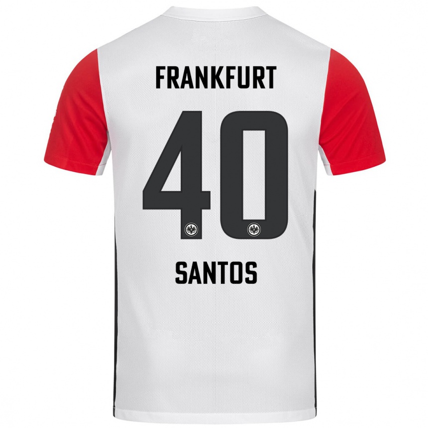 Niño Fútbol Camiseta Kauã Santos #40 Blanco Rojo 1ª Equipación 2024/25 Perú