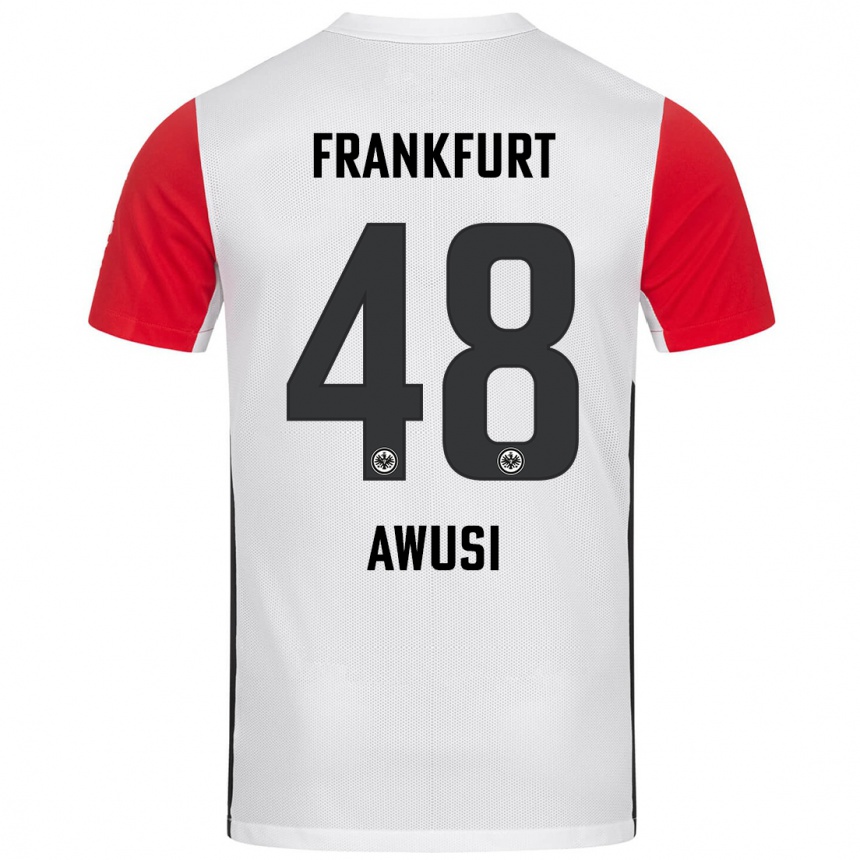 Niño Fútbol Camiseta Junior Awusi #48 Blanco Rojo 1ª Equipación 2024/25 Perú