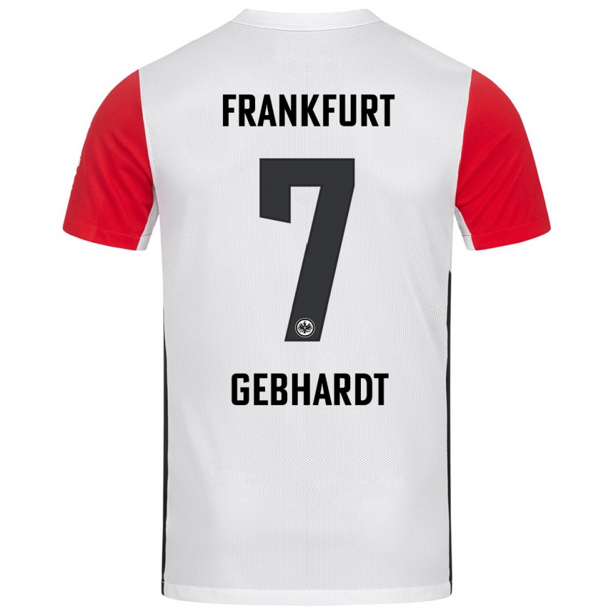 Niño Fútbol Camiseta Luca Gebhardt #7 Blanco Rojo 1ª Equipación 2024/25 Perú