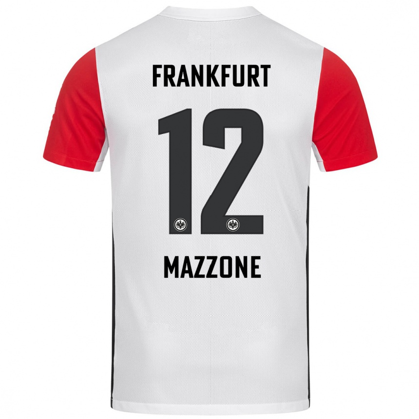 Niño Fútbol Camiseta Matteo Mazzone #12 Blanco Rojo 1ª Equipación 2024/25 Perú