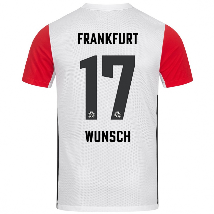 Niño Fútbol Camiseta Paul Wünsch #17 Blanco Rojo 1ª Equipación 2024/25 Perú