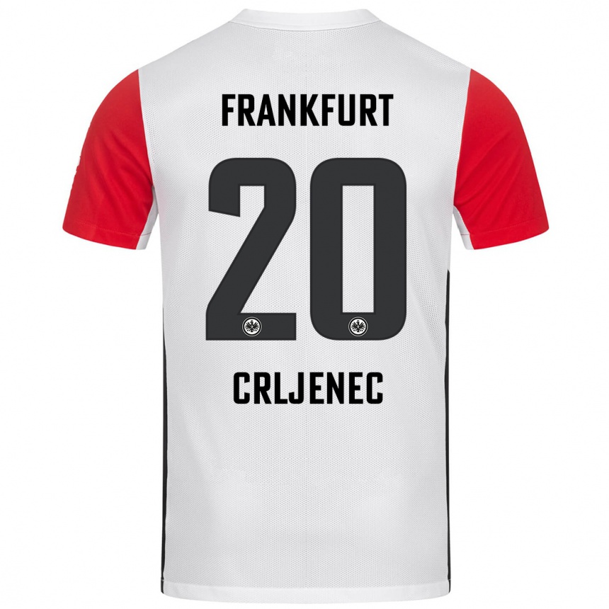 Niño Fútbol Camiseta Dominik Crljenec #20 Blanco Rojo 1ª Equipación 2024/25 Perú