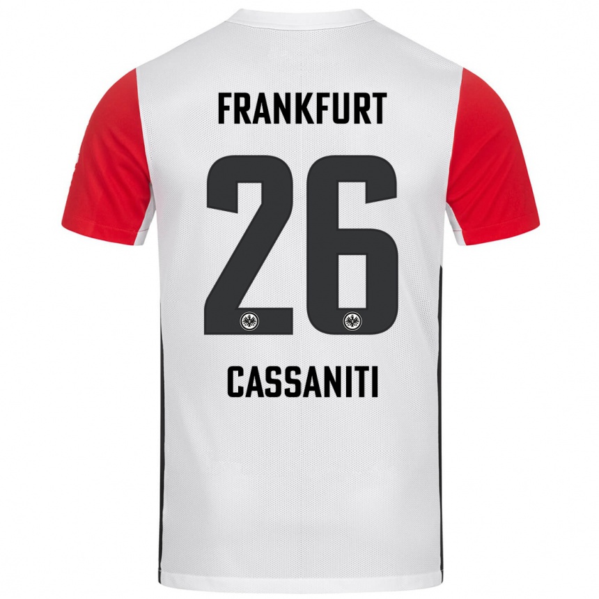 Niño Fútbol Camiseta Nino Cassaniti #26 Blanco Rojo 1ª Equipación 2024/25 Perú