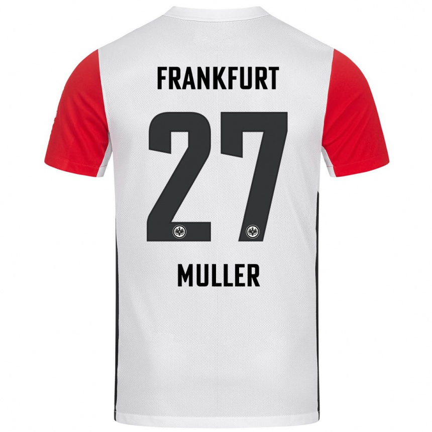 Niño Fútbol Camiseta Mark Müller #27 Blanco Rojo 1ª Equipación 2024/25 Perú