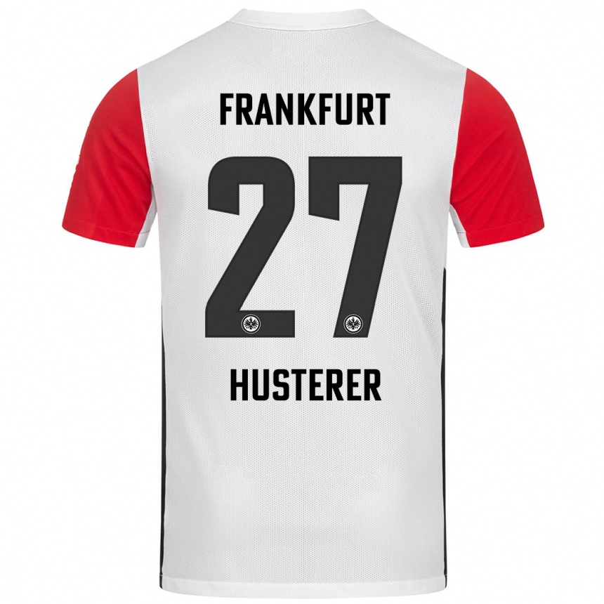 Niño Fútbol Camiseta Lean Husterer #27 Blanco Rojo 1ª Equipación 2024/25 Perú