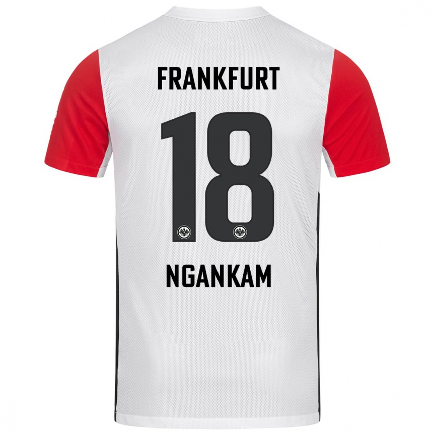 Niño Fútbol Camiseta Jessic Ngankam #18 Blanco Rojo 1ª Equipación 2024/25 Perú