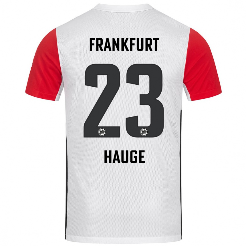 Niño Fútbol Camiseta Jens Petter Hauge #23 Blanco Rojo 1ª Equipación 2024/25 Perú