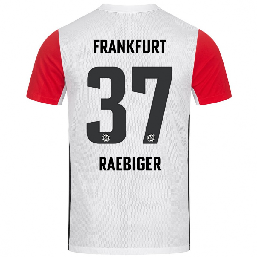 Niño Fútbol Camiseta Sidney Raebiger #37 Blanco Rojo 1ª Equipación 2024/25 Perú