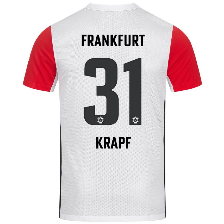 Niño Fútbol Camiseta Maximilian Krapf #31 Blanco Rojo 1ª Equipación 2024/25 Perú