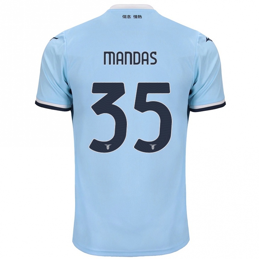 Niño Fútbol Camiseta Christos Mandas #35 Azul 1ª Equipación 2024/25 Perú