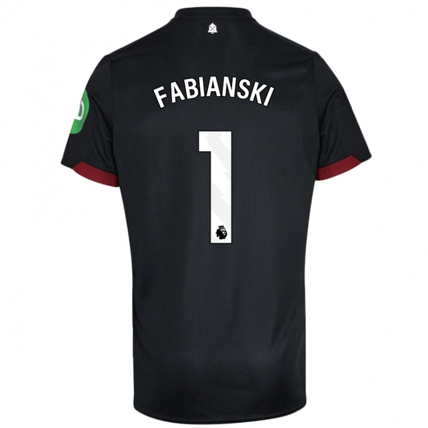 Niño Fútbol Camiseta Lukasz Fabianski #1 Negro Blanco 2ª Equipación 2024/25 Perú