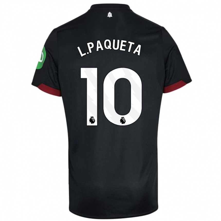 Niño Fútbol Camiseta Lucas Paqueta #10 Negro Blanco 2ª Equipación 2024/25 Perú