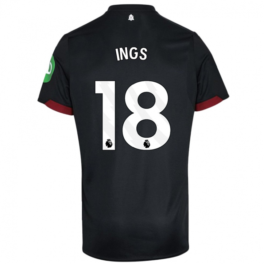 Niño Fútbol Camiseta Danny Ings #18 Negro Blanco 2ª Equipación 2024/25 Perú