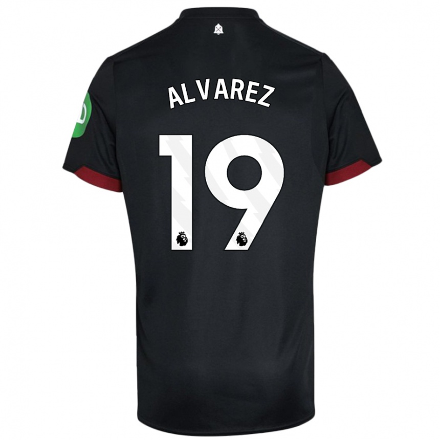 Niño Fútbol Camiseta Edson Alvarez #19 Negro Blanco 2ª Equipación 2024/25 Perú