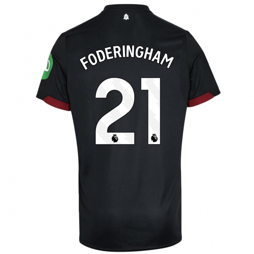 Niño Fútbol Camiseta Wes Foderingham #21 Negro Blanco 2ª Equipación 2024/25 Perú