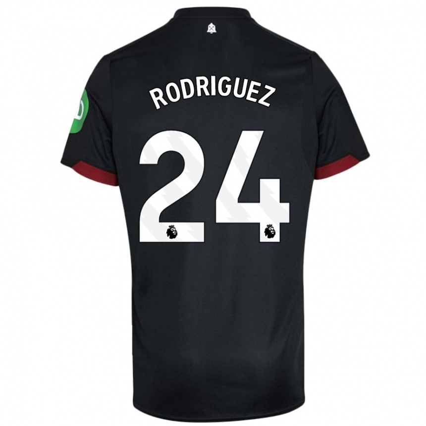 Niño Fútbol Camiseta Guido Rodríguez #24 Negro Blanco 2ª Equipación 2024/25 Perú