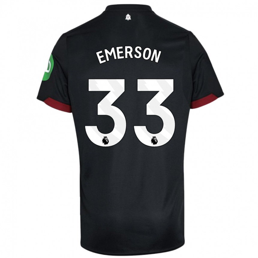 Niño Fútbol Camiseta Emerson Palmieri #33 Negro Blanco 2ª Equipación 2024/25 Perú