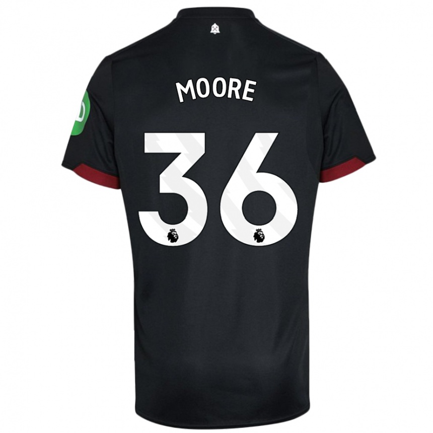 Niño Fútbol Camiseta Sean Moore #36 Negro Blanco 2ª Equipación 2024/25 Perú