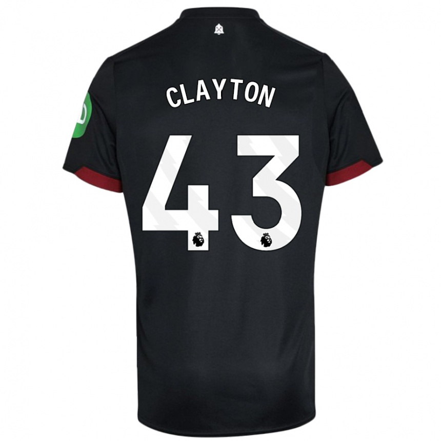 Niño Fútbol Camiseta Regan Clayton #43 Negro Blanco 2ª Equipación 2024/25 Perú