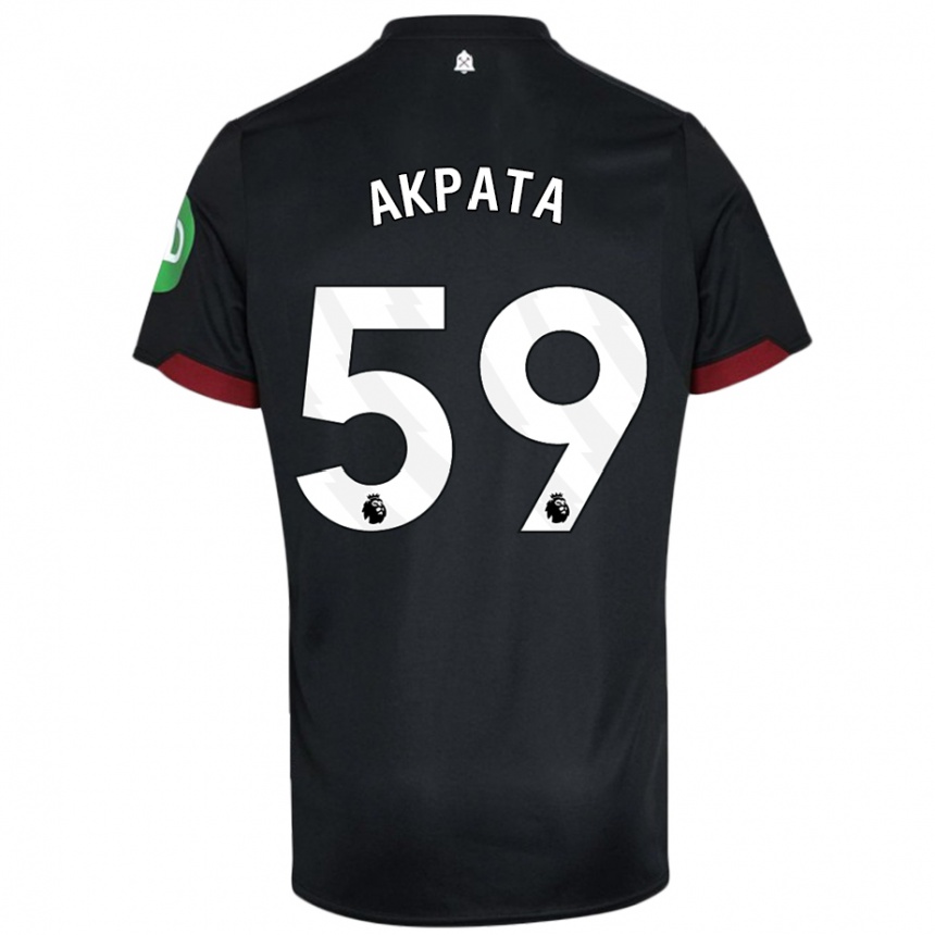 Niño Fútbol Camiseta Tyron Akpata #59 Negro Blanco 2ª Equipación 2024/25 Perú