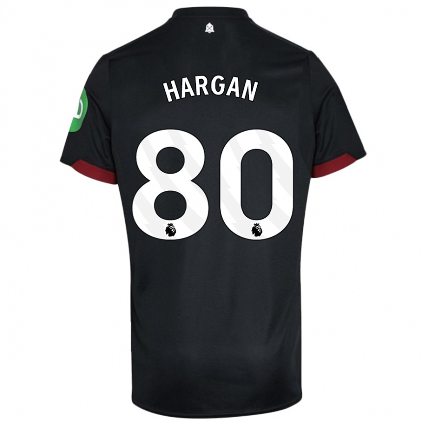 Niño Fútbol Camiseta Riley Hargan #80 Negro Blanco 2ª Equipación 2024/25 Perú