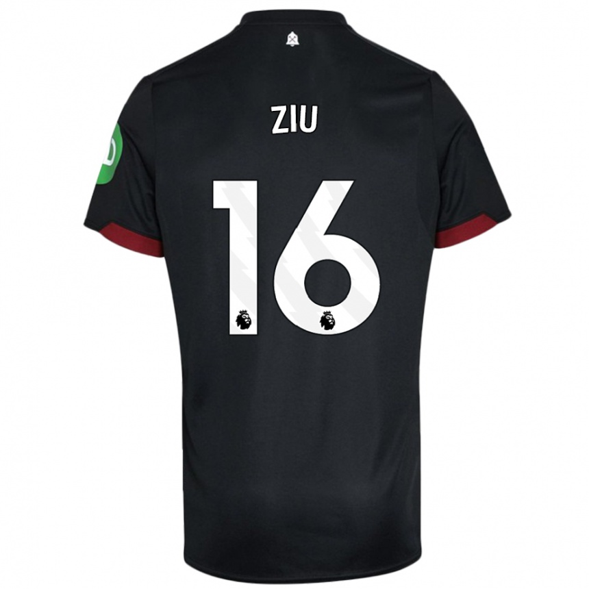 Niño Fútbol Camiseta Jessica Ziu #16 Negro Blanco 2ª Equipación 2024/25 Perú