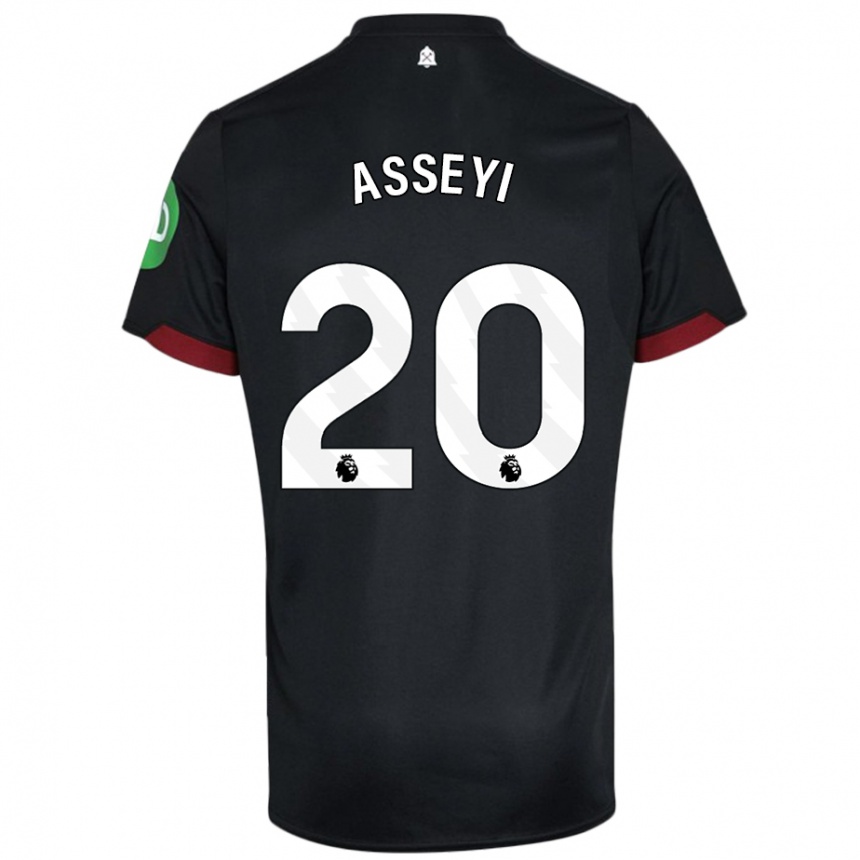 Niño Fútbol Camiseta Viviane Asseyi #20 Negro Blanco 2ª Equipación 2024/25 Perú